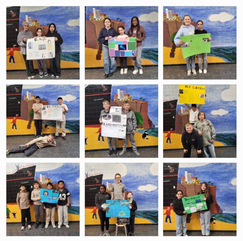 Schüler der Klasse 5e zeigen ihre Tierpräsentationen.