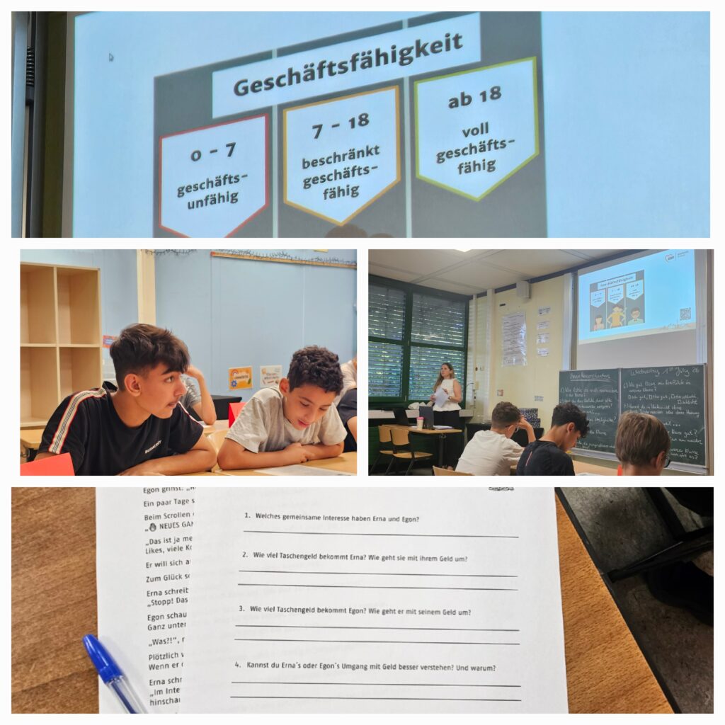 Szenen aus der Veranstaltung "Schuldenprävantion" im 7. Jahrgang